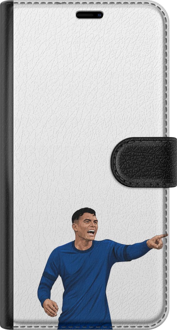 Kompatibel Tegnebogsetui til Google Pixel 9 Silva hvid - Thiago Silva i blå kamptrøje mod hvid baggrund hvid