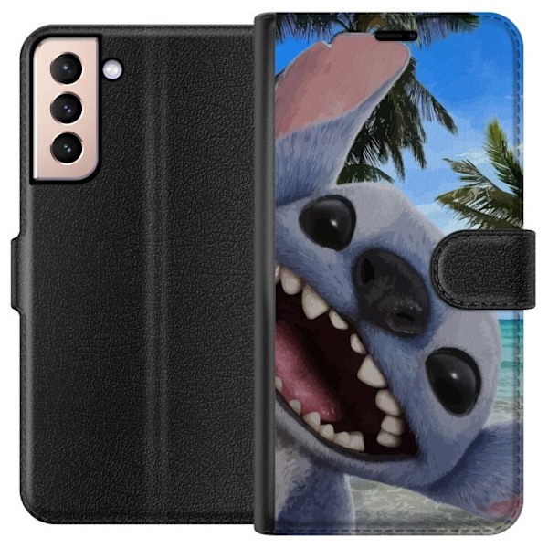 Samsung Galaxy S21 Tegnebogsetui Stitch-telefonetaske med palmer i sødt venskabsdesign.