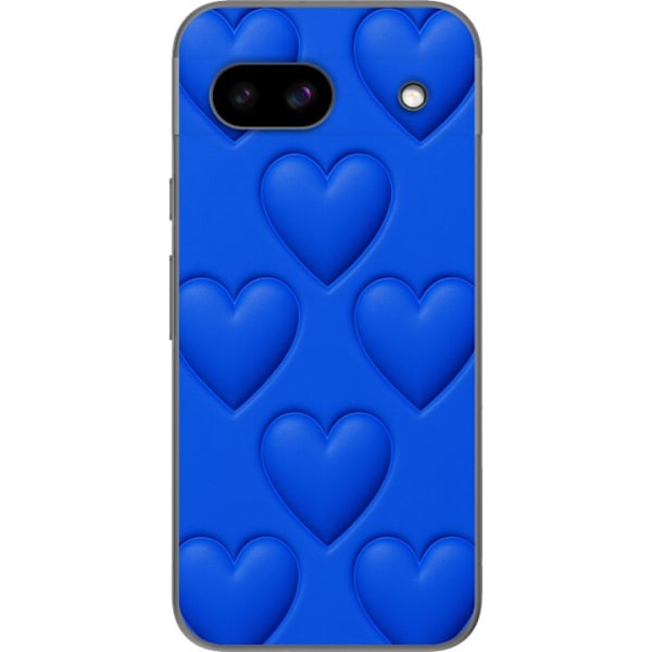 Google Pixel 8a Läpinäkyvä kuori Siniset Sydämet
