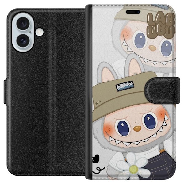 Apple iPhone 16 Plus Plånboksfodral Labubu Minimal Mood – Enkel och stilren monsterdesig