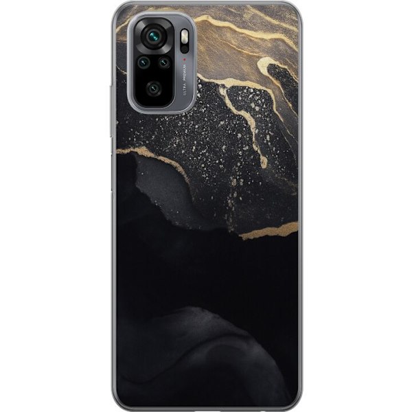 Xiaomi Redmi Note 10S Läpinäkyvä kuori Musta kulta abstrakti