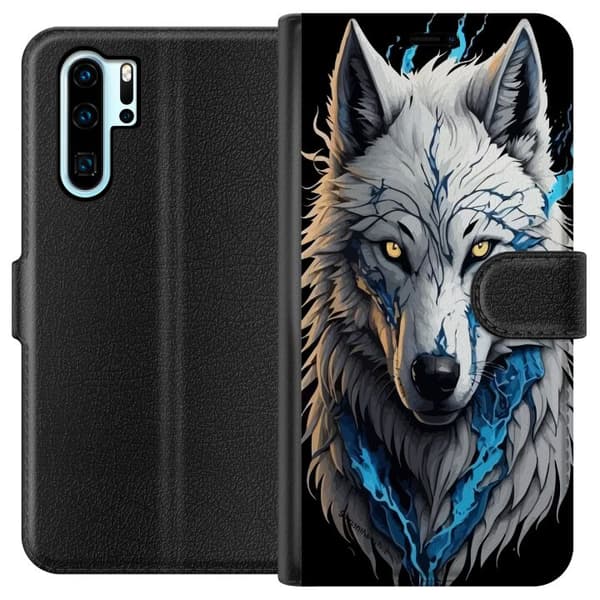Kompatibelt Lommeboketui til Huawei P30 Pro ulv