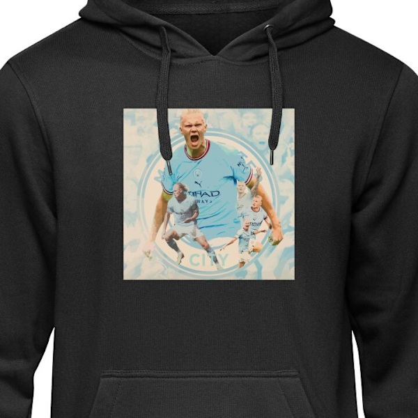Børne-Hoodie | Blød Hættetrøje til Børn Erling Haaland sort 7-8 År