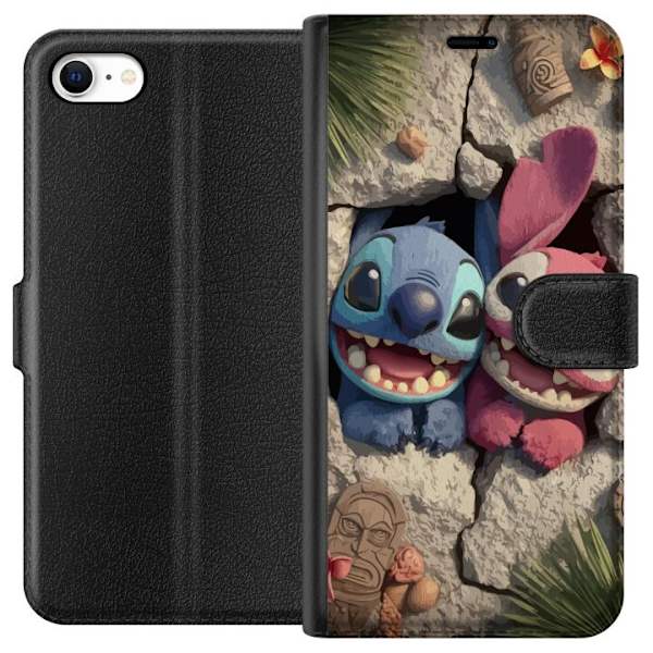 Apple iPhone 6 Lompakkokotelo Stitch Angel Lilo & Stitch Motiivi Disney Rakkaus Sarjakuvahahmo Suosittu Sininen Avaruusolio Hauska Disney-elokuva