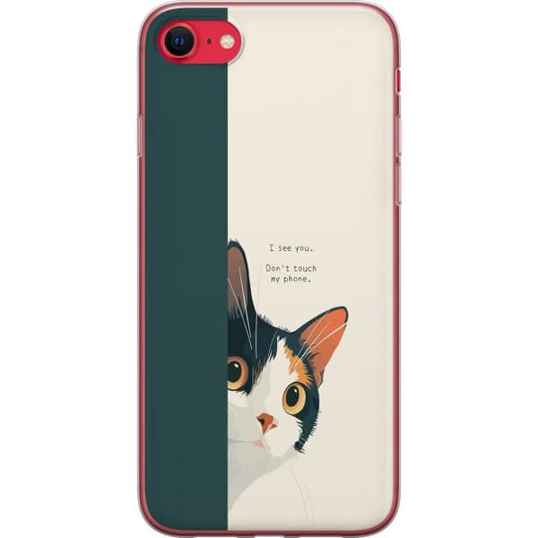 Kompatibelt Mobilskal till Apple iPhone 7 Katt som kikar fram beige