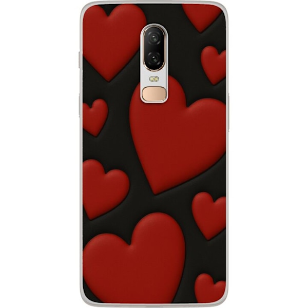 OnePlus 6 Genomskinligt Skal Red Velvet Hearts