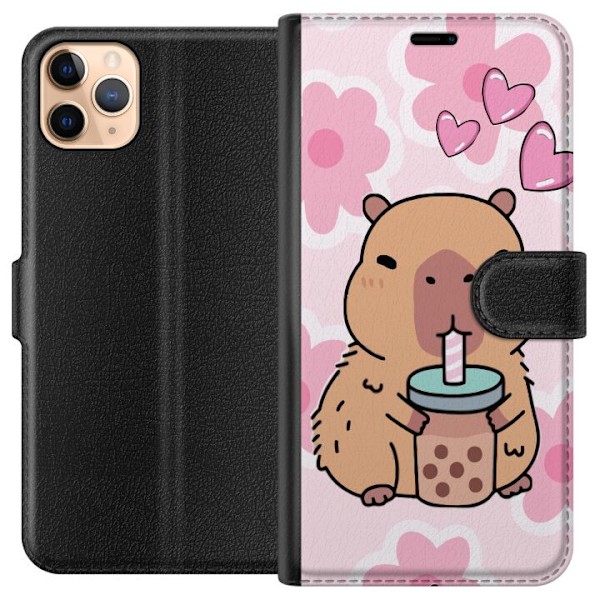 Apple iPhone 11 Pro Max Lompakkokotelo Kawaii Capybara Sydän
