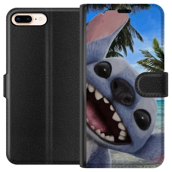 Apple iPhone 8 Plus Plånboksfodral Stitch mobilskal med Palmer i söt vänskapsdesign