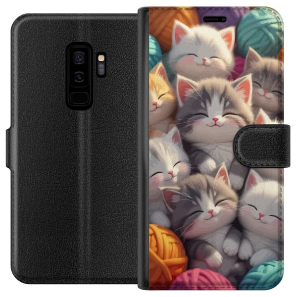 Kompatibel Tegnebogsetui til Samsung Galaxy S9+ Sovande kattungar beige