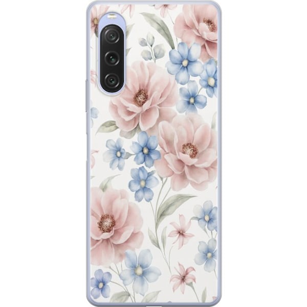 Sony Xperia 10 V Läpinäkyvä kuori Romanttiset kukat