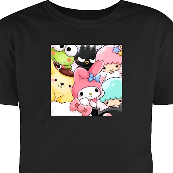 Lasten T-paita | Mukava T-paita Lapsille Kawaii Sanrio Crew musta 12-13 Vuotta