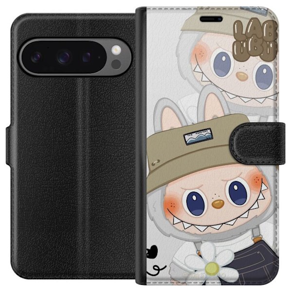 Google Pixel 9 Pro XL Lompakkokotelo Labubu Minimal Mood - Yksinkertainen ja tyylikäs hirviösuunnittelu