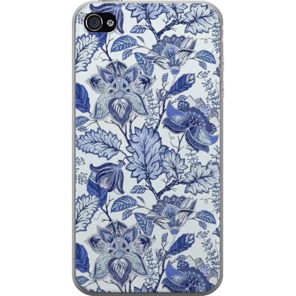 Apple iPhone 4 Gennemsigtig cover Blomster Blå...
