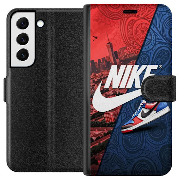 Samsung Galaxy S22+ 5G Tegnebogsetui  Nike Logo Rød Blå Sneakers Stil Sport Mode Populært Swoosh Motiv Træningstøj Grafisk Ikon