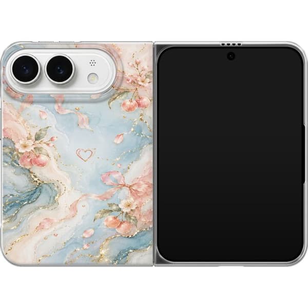 Kompatibelt Mobilskal till Apple iPhone Duo Blomstermarmor blå