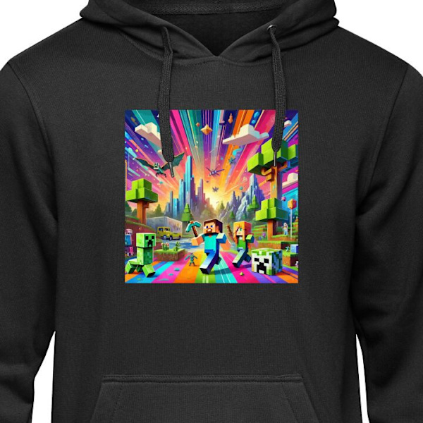 Hoodie för Vuxen | Bekväm Huvtröja Fortnite vs Minecraft svart S