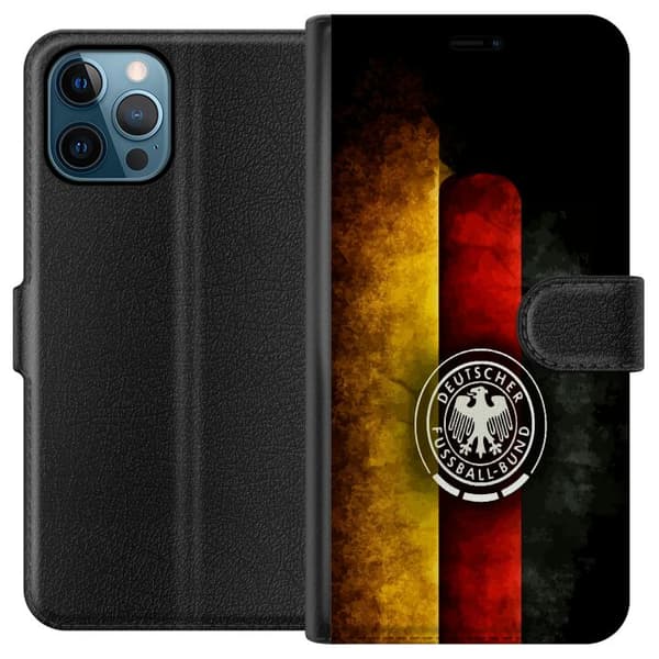 Kompatibel Tegnebogsetui til Apple iPhone 12 Pro Max Tysk fotbollsemblem sort
