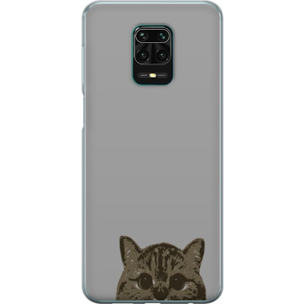 Xiaomi Redmi Note 9 Pro Genomskinligt Skal Grå Kattblick – stilren kattdesign med grå bakgrund