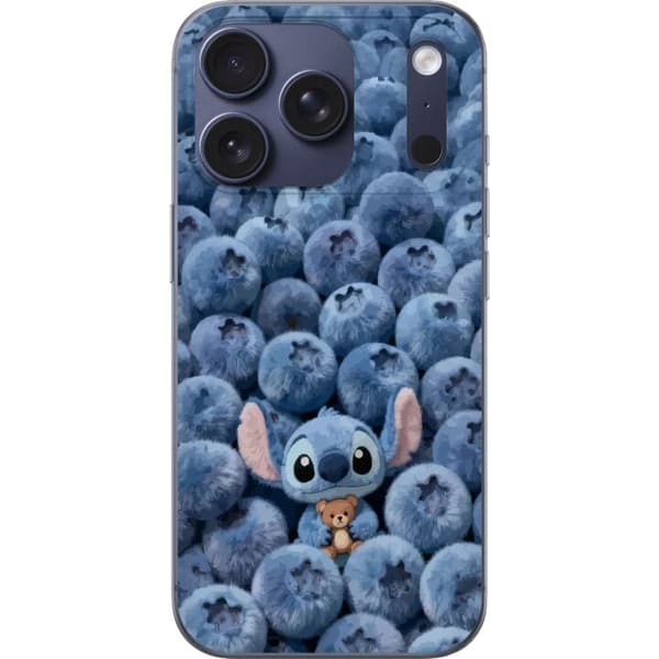 Kompatibelt Mobildeksel til Apple iPhone 18 Pro Søt fluffy blå figur med liten bamse blant myke blåbær blå