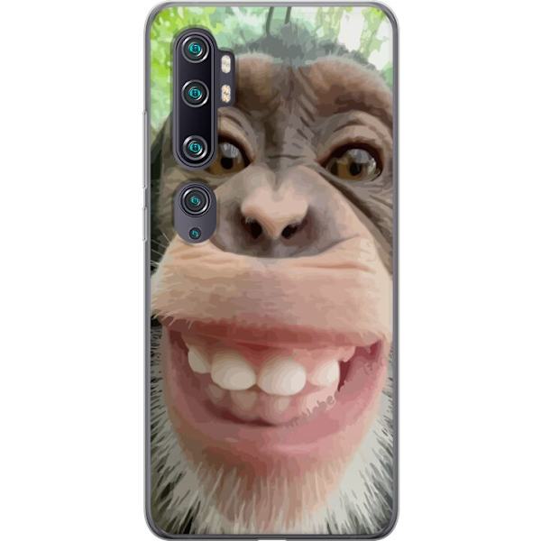 Xiaomi Mi Note 10 Gennemsigtig cover Chimp Selfie Rolig Grafisk Design Abe Dyremotiv Trendy Sjovt Motiv Populært Urban Kunst Stil