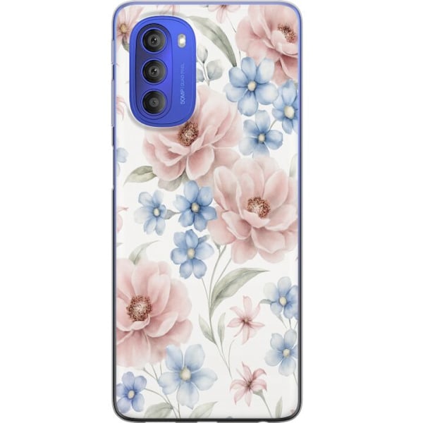 Motorola Moto G51 5G Gennemsigtig cover Romantiske blomster