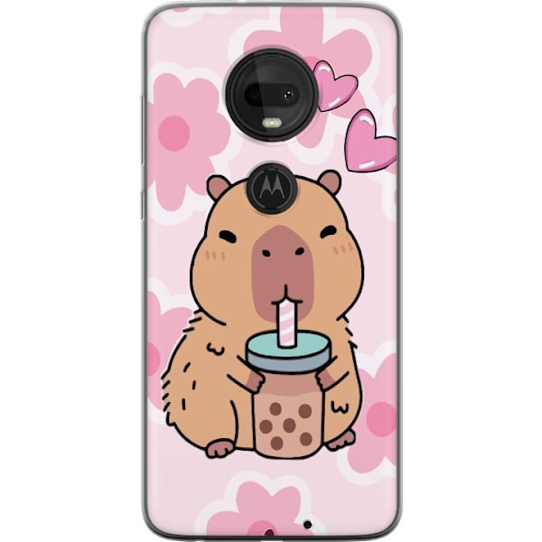 Motorola Moto G7 Genomskinligt Skal Kawaii Capybara Hjärtan A