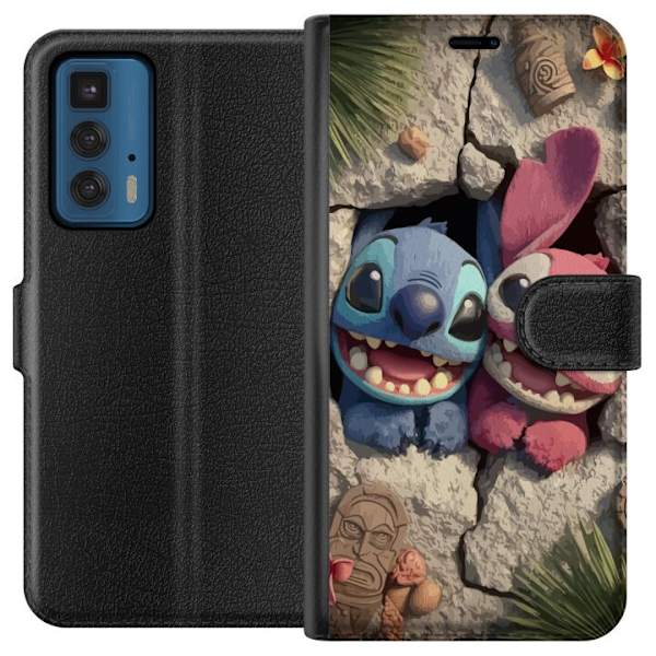 Motorola Edge 20 Pro Lompakkokotelo Stitch Angel Lilo & Stitch Motiivi Disney Rakkaus Sarjakuvahahmo Suosittu Sininen Avaruusolio Hauska Disney-elokuv