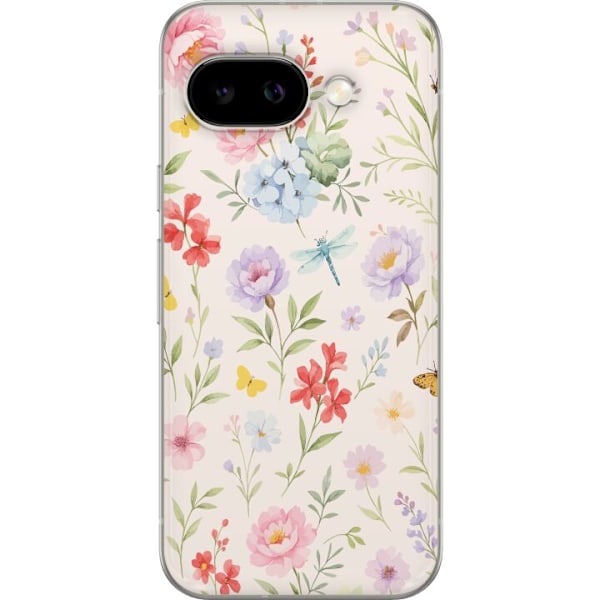 Google Pixel 9a Genomskinligt Skal Blommor