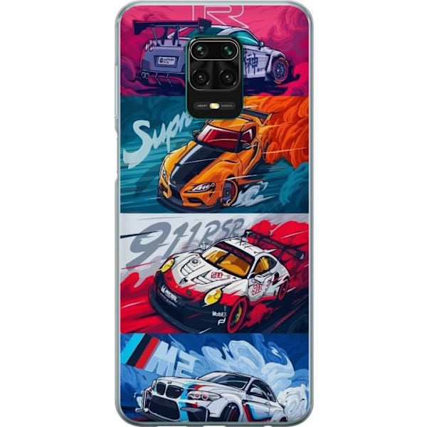 Xiaomi Redmi Note 9 Pro Läpinäkyvä kuori Nopeat Autot - Piirretty Kuvio Toiminnalla