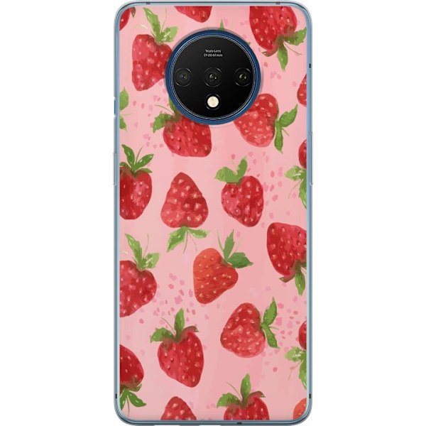 OnePlus 7T Gennemsigtig cover Jordbærdrømme - Retro-stil jordbærmønster