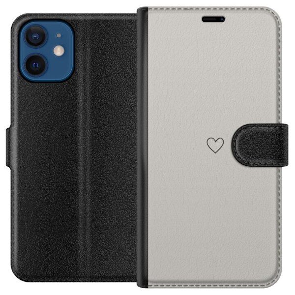 Apple iPhone 12  Plånboksfodral Grått hjärta