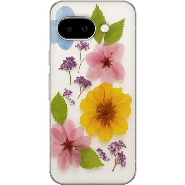 Google Pixel 9a Genomskinligt Skal Pressade blommor