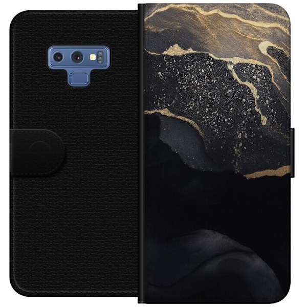 Samsung Galaxy Note9 Tegnebogsetui Sort guld abstrakt