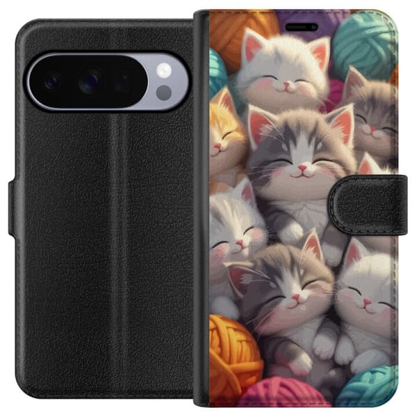 Kompatibelt Plånboksfodral till Google Pixel 11 Pro Sovande kattungar beige