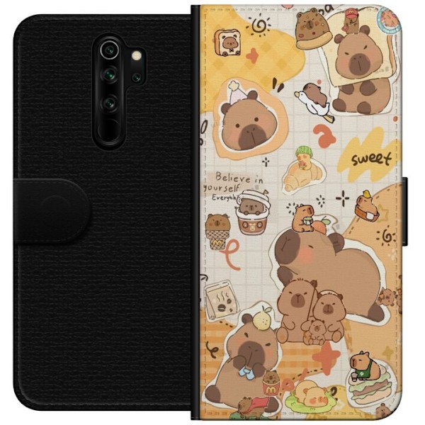 Xiaomi Redmi Note 8 Pro  Plånboksfodral Kawaii capybara mobilskal med gulliga djurmotiv