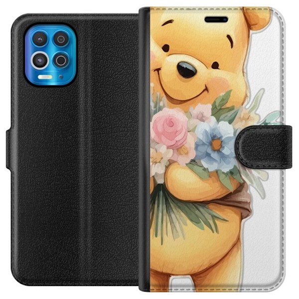 Motorola Edge S Tegnebogsetui Nalle Puh med blomster - klassis