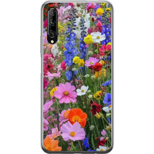 Huawei P smart Pro 2019 Läpinäkyvä kuori Kukkakuvioinen mobiilikuori kesäisellä niityllä ja luontomaisemalla