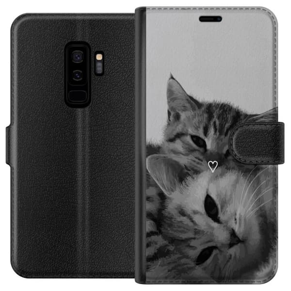 Kompatibelt Lommeboketui til Samsung Galaxy S9+ Katt Hjerte