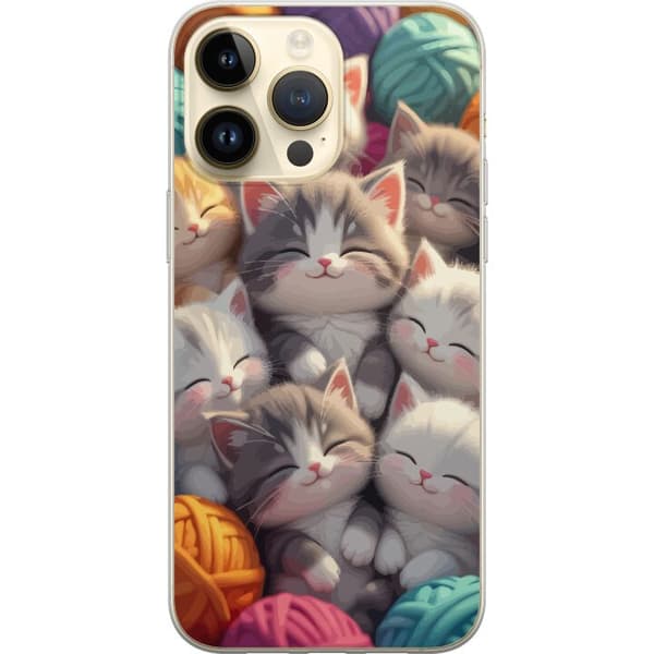 Kompatibel Mobilcover til Apple iPhone 15 Pro Max Sovande kattungar beige