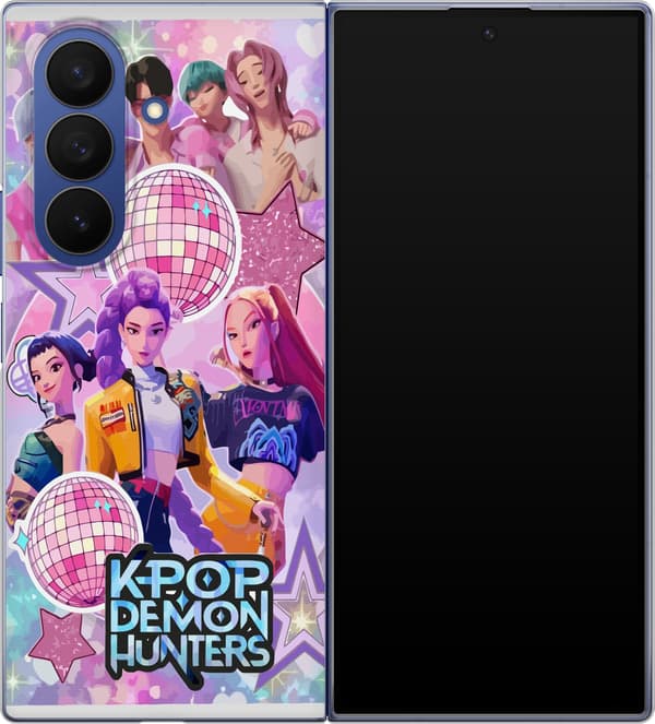 Kompatibelt Mobildeksel til Samsung Galaxy Z Fold7 Tegnede sangere og sangerinner blant rosa discokuler, hjerter og stjerner rosa