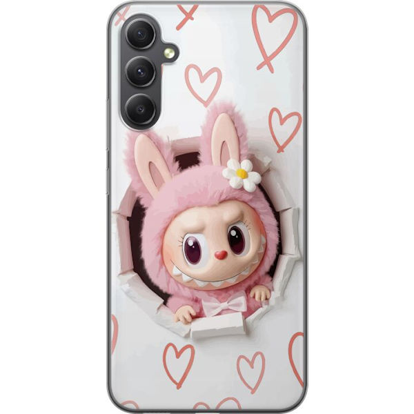 Samsung Galaxy S23 FE Läpinäkyvä kuori Labubu Sydän Taustakuva Pop Mart Rakkausteema Hahmodesign Suosittu Motiivi Keräilytaideteossarja