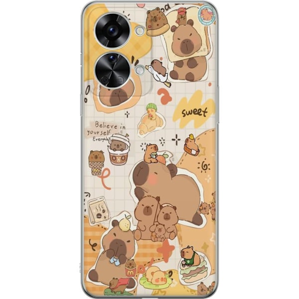 OnePlus Nord 2T Gennemsigtig cover Kawaii capybara mobilskal med gulliga djurmotiv