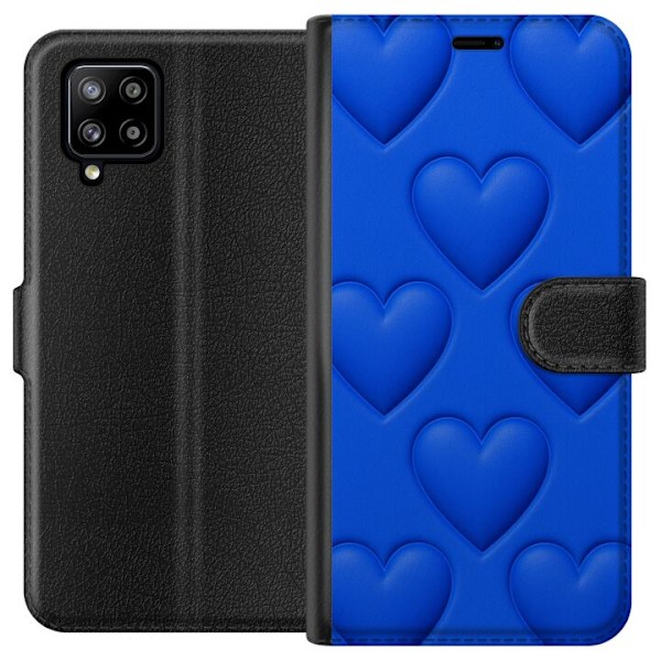 Samsung Galaxy A42 5G Lompakkokotelo Siniset Sydämet