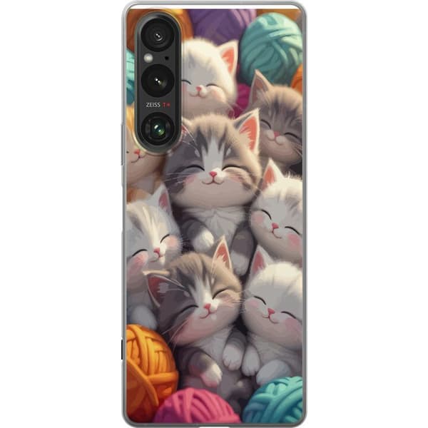 Kompatibelt Mobildeksel til Sony Xperia 1 VI Sovande kattungar beige