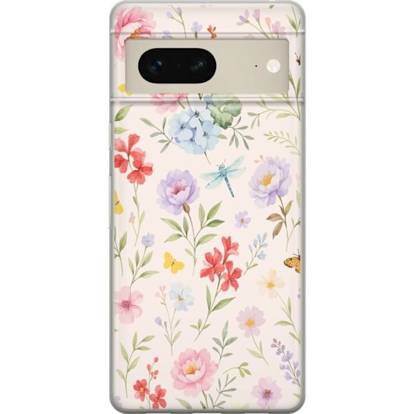 Google Pixel 7 Gjennomsiktig deksel Blomster