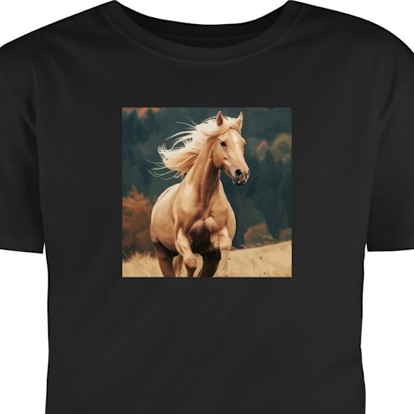 T-shirt til Voksen | Klassisk Voksen T-shirt Løbende Hest sort XL