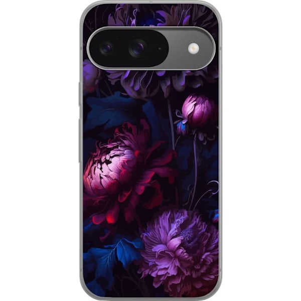 Google Pixel 9 Gennemsigtig cover Lilla Blomster