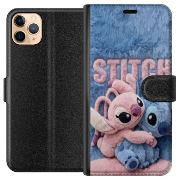 Kompatibel Tegnebogsetui til Apple iPhone 11 Pro Max Bløde lyserøde og blå Stitch-bamser med fluffy baggrund i sød kawaii-stil blå