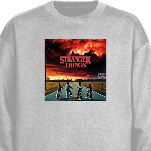 Sweatshirt til Voksne | Klassisk Collegebluse Stranger Things grå XXL