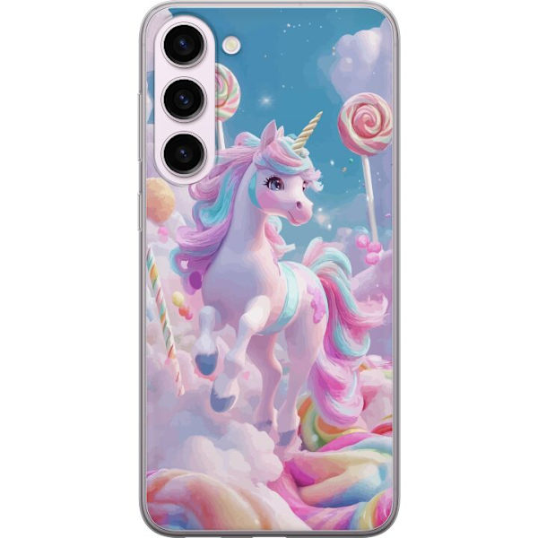 Samsung Galaxy S23+ Gennemsigtig cover Enhjørning Candy Pastel Kawaii Motiv Sød Populær Farve Grafisk Trend Børne Motiv Fantasy Art